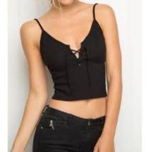 Black lace up Brandy Melville tank